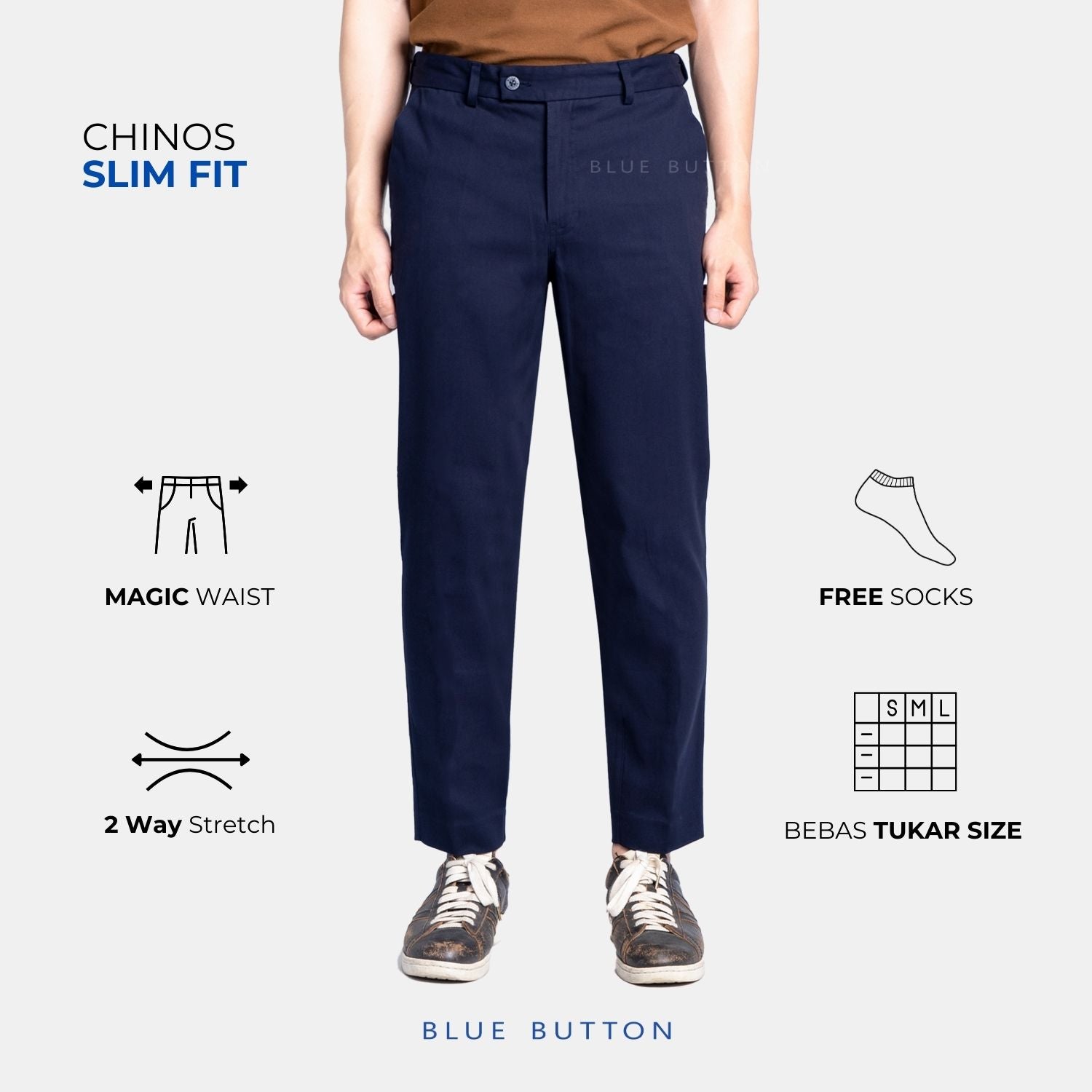 The Slim Ankle Chinos - Navy