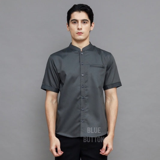 Kemaja Shanghai Polos Lengan Pendek - Dark Grey