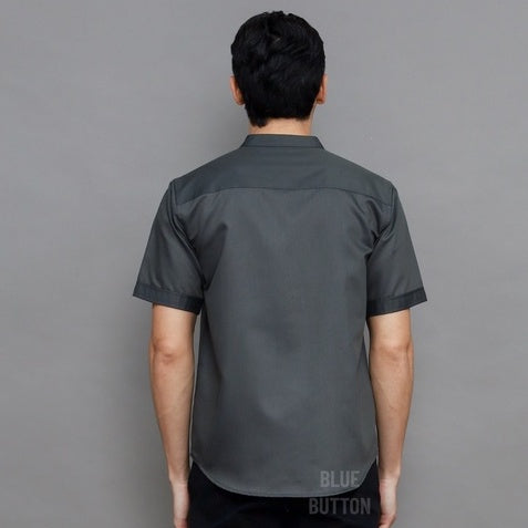 Kemaja Shanghai Polos Lengan Pendek - Dark Grey