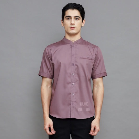 Kemaja Shanghai Polos Lengan Pendek - Mauve