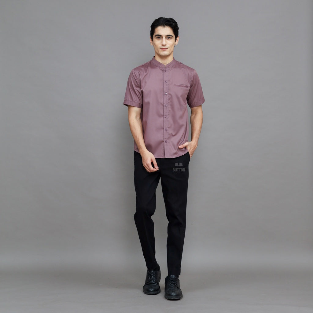 Kemaja Shanghai Polos Lengan Pendek - Mauve