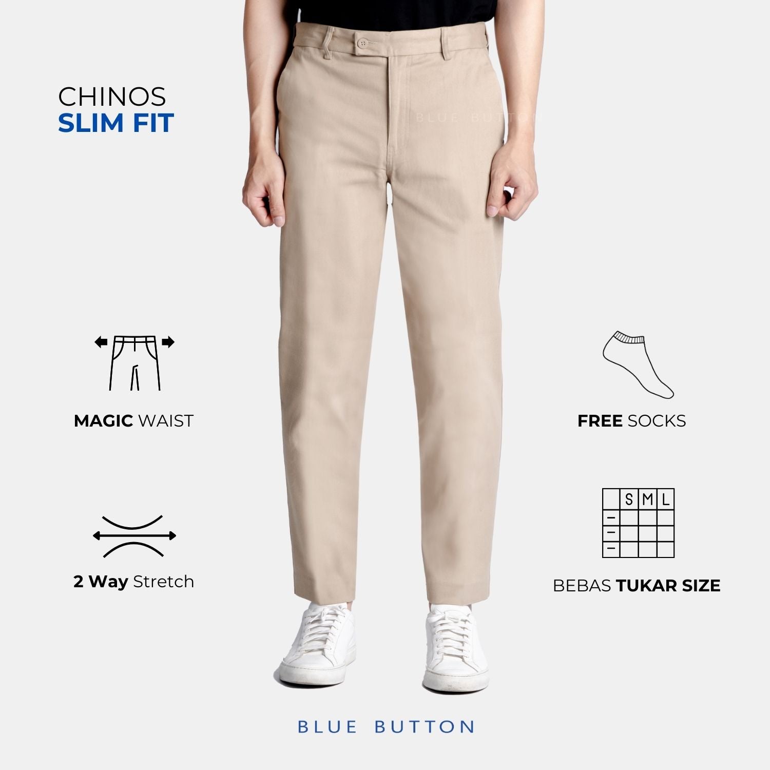 The Slim Chinos - Khaki - Ankle Fit
