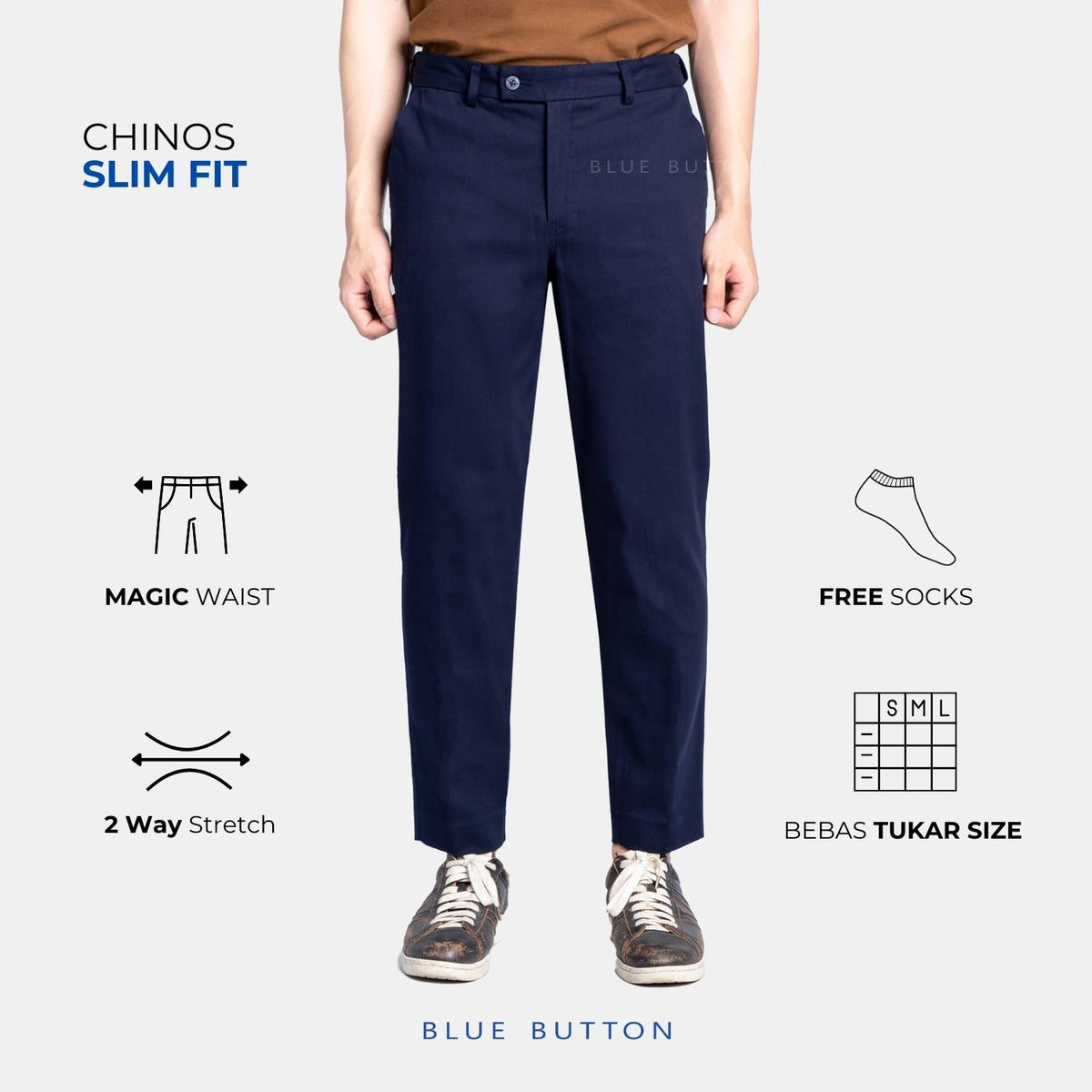 The Slim Ankle Chinos - Navy