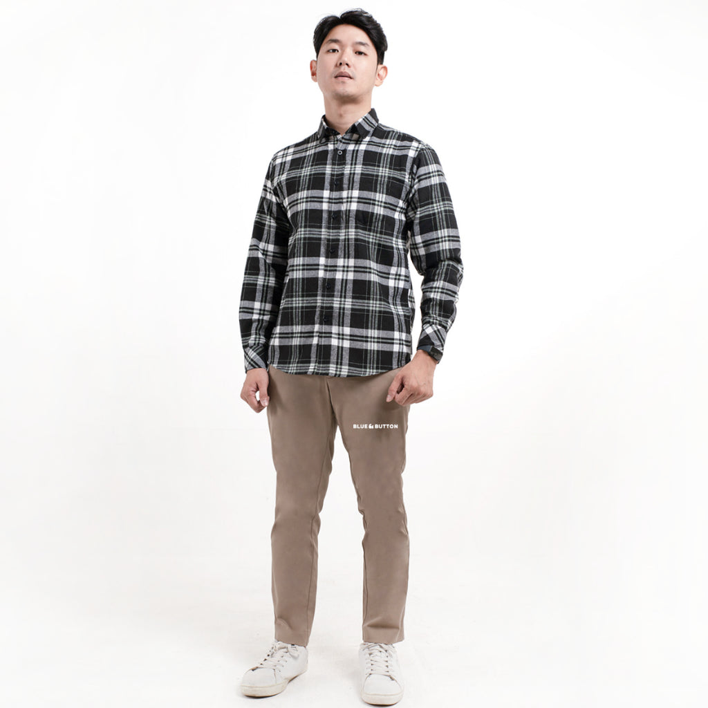 Kemeja Flanel Lengan Panjang - Black Green