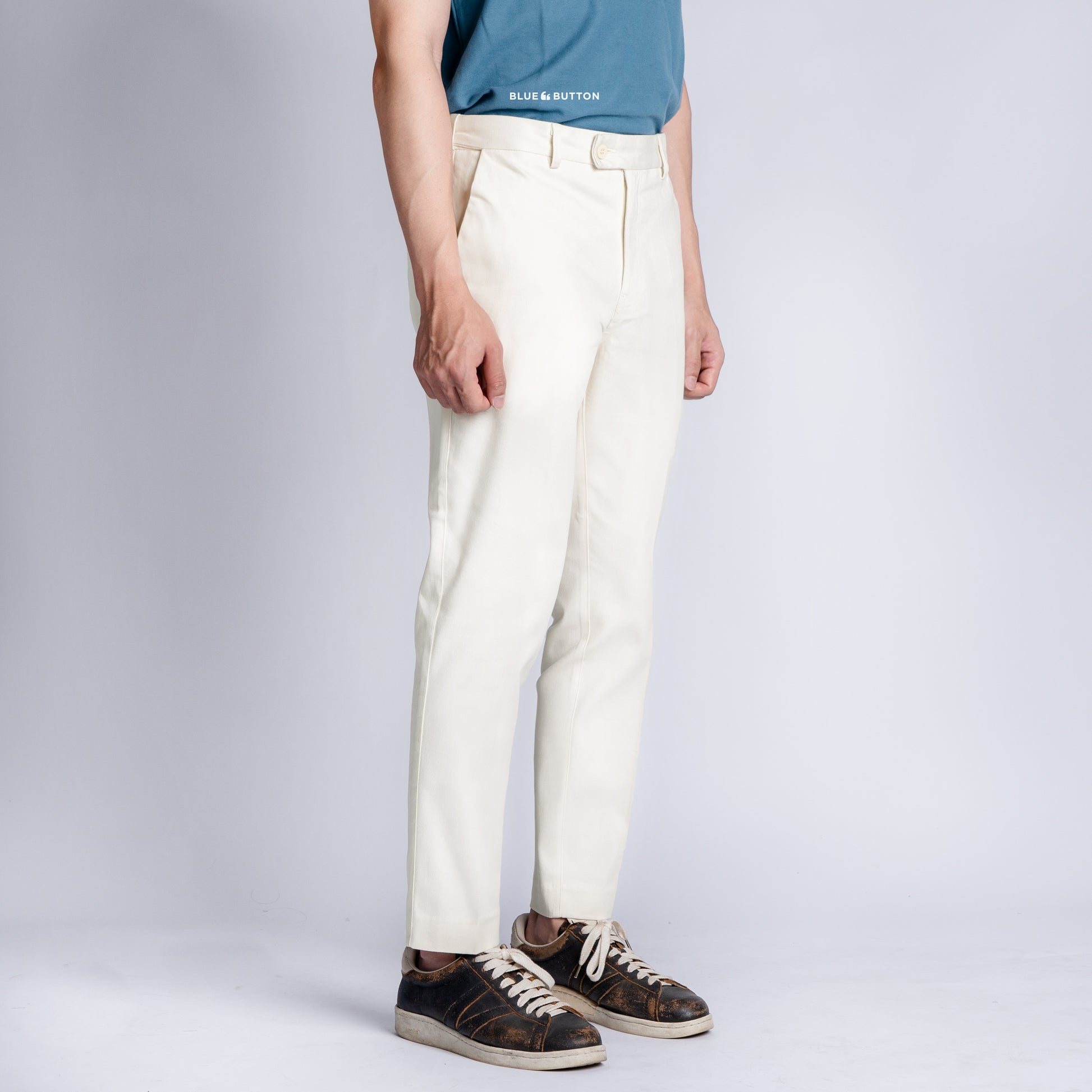 The Slim Ankle Chinos - Ivory White