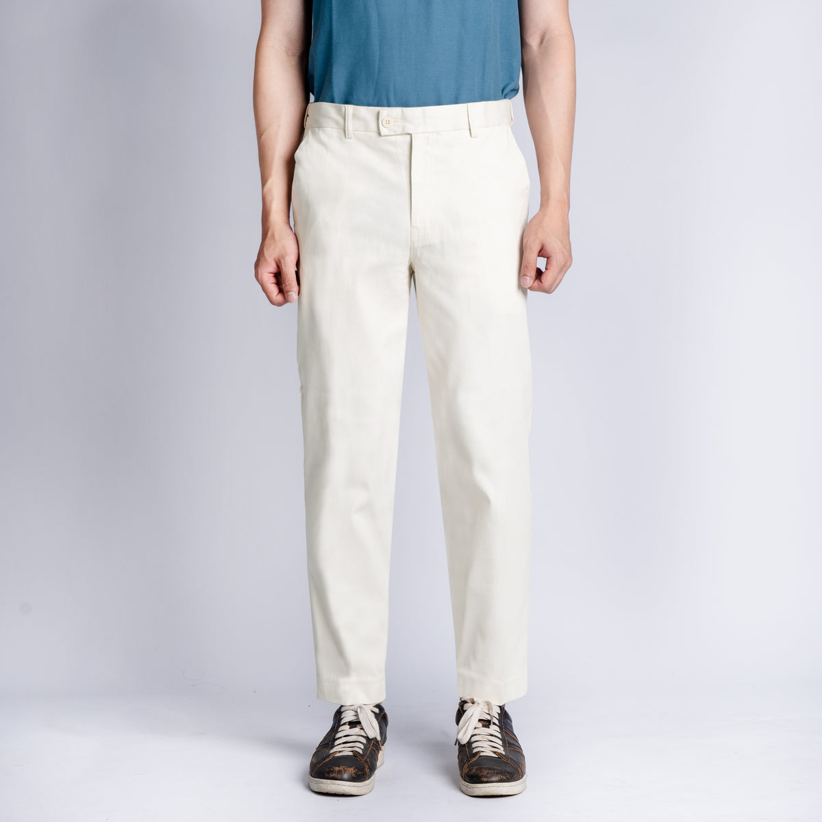 The Slim Ankle Chinos - Ivory White