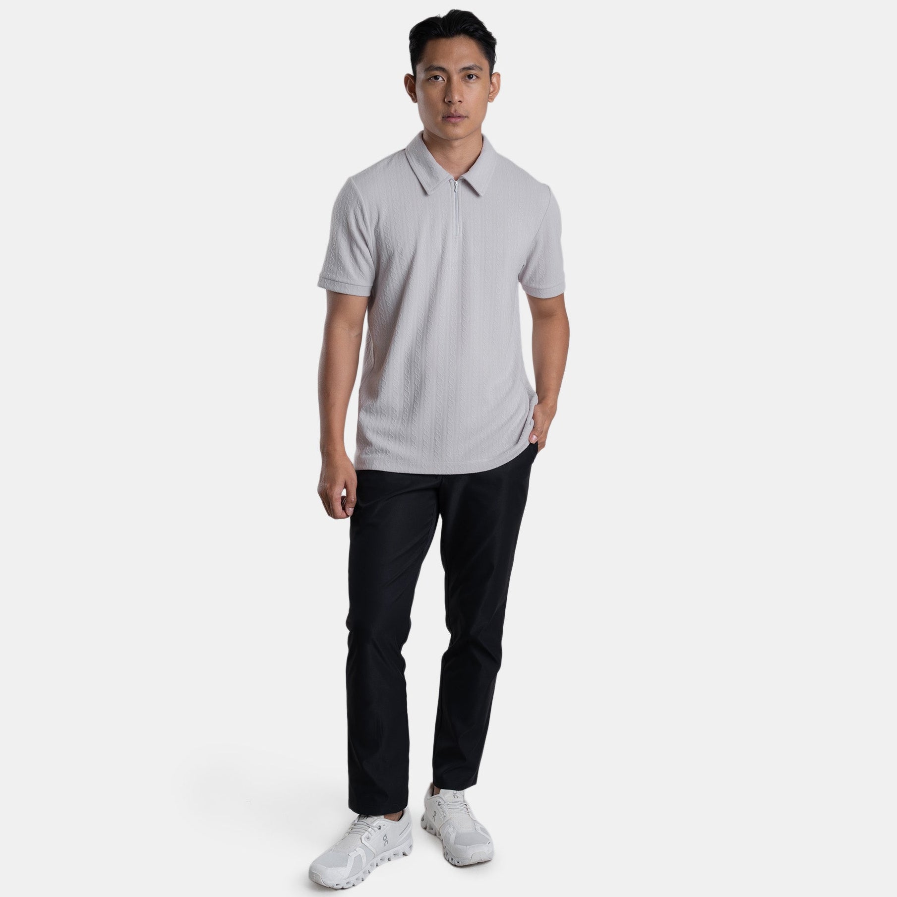 The Jacquard Polo - Light Grey