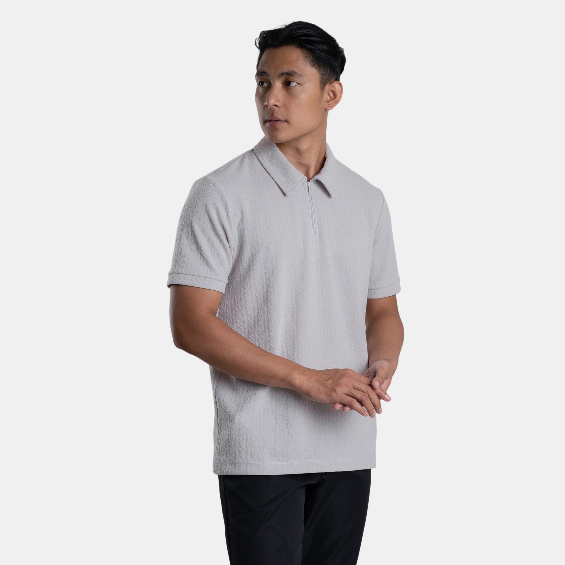The Jacquard Polo - Light Grey