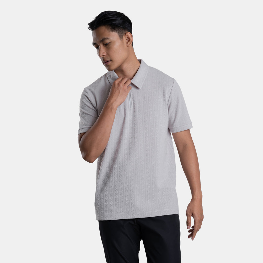The Jacquard Polo - Light Grey