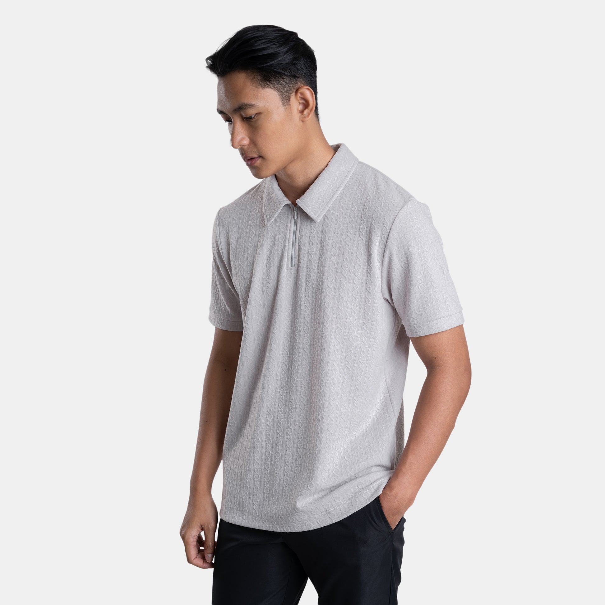 The Jacquard Polo - Light Grey