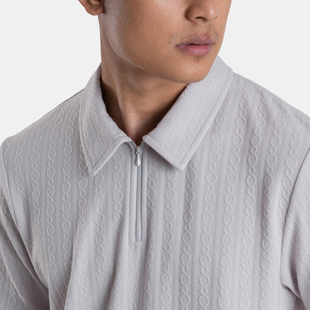 The Jacquard Polo - Light Grey