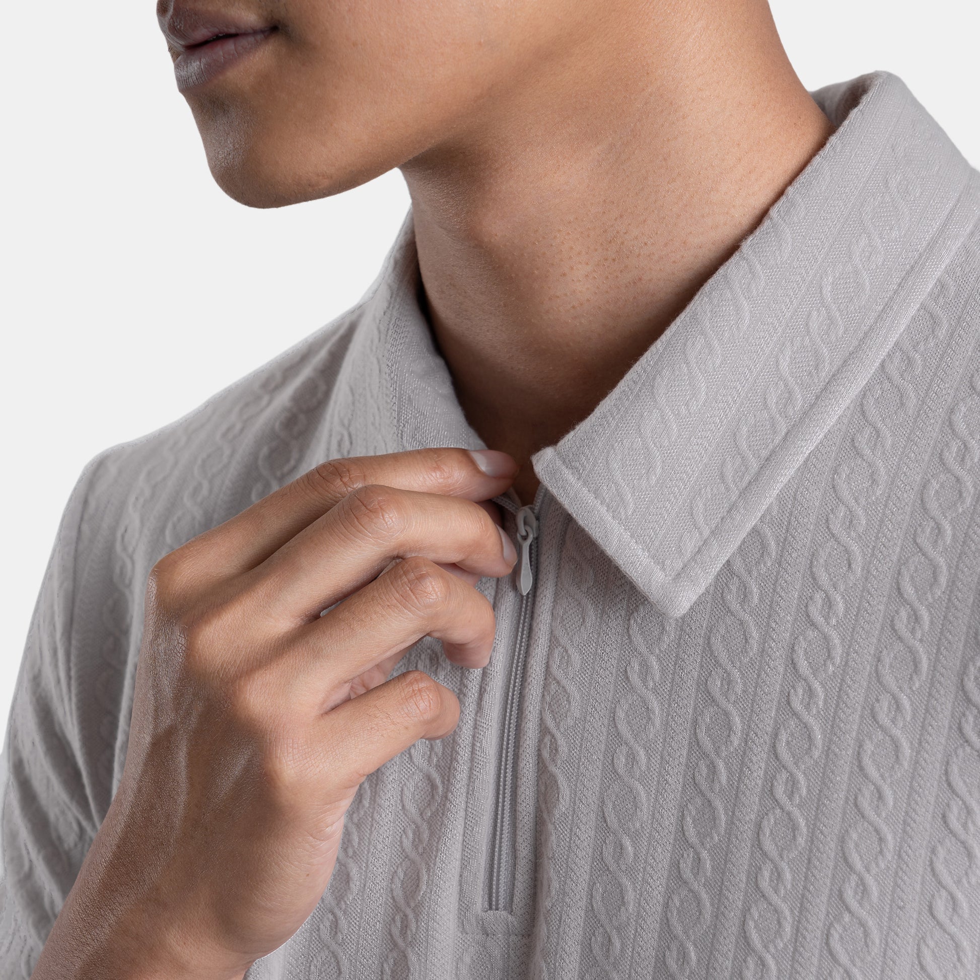 The Jacquard Polo - Light Grey