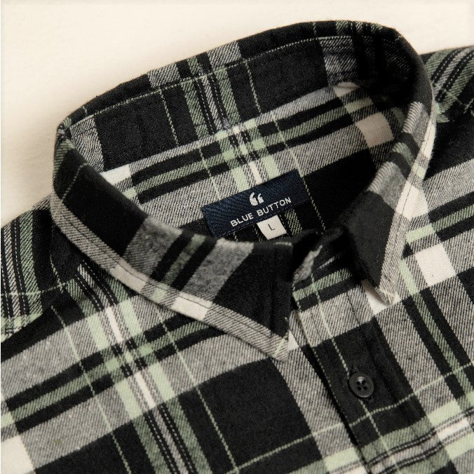 Kemeja Flanel Lengan Panjang - Black Green