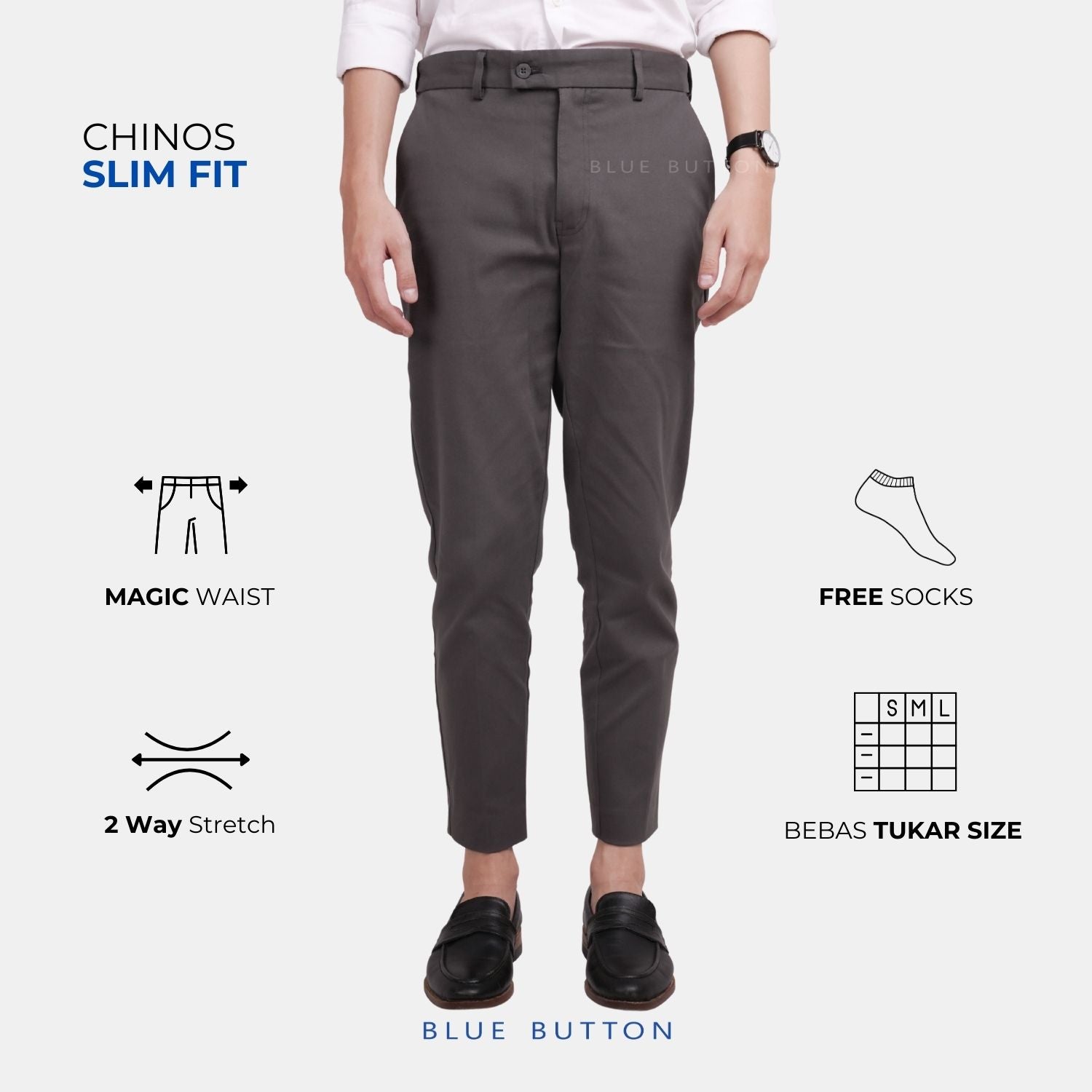 The Slim Ankle Chinos - Dark Grey
