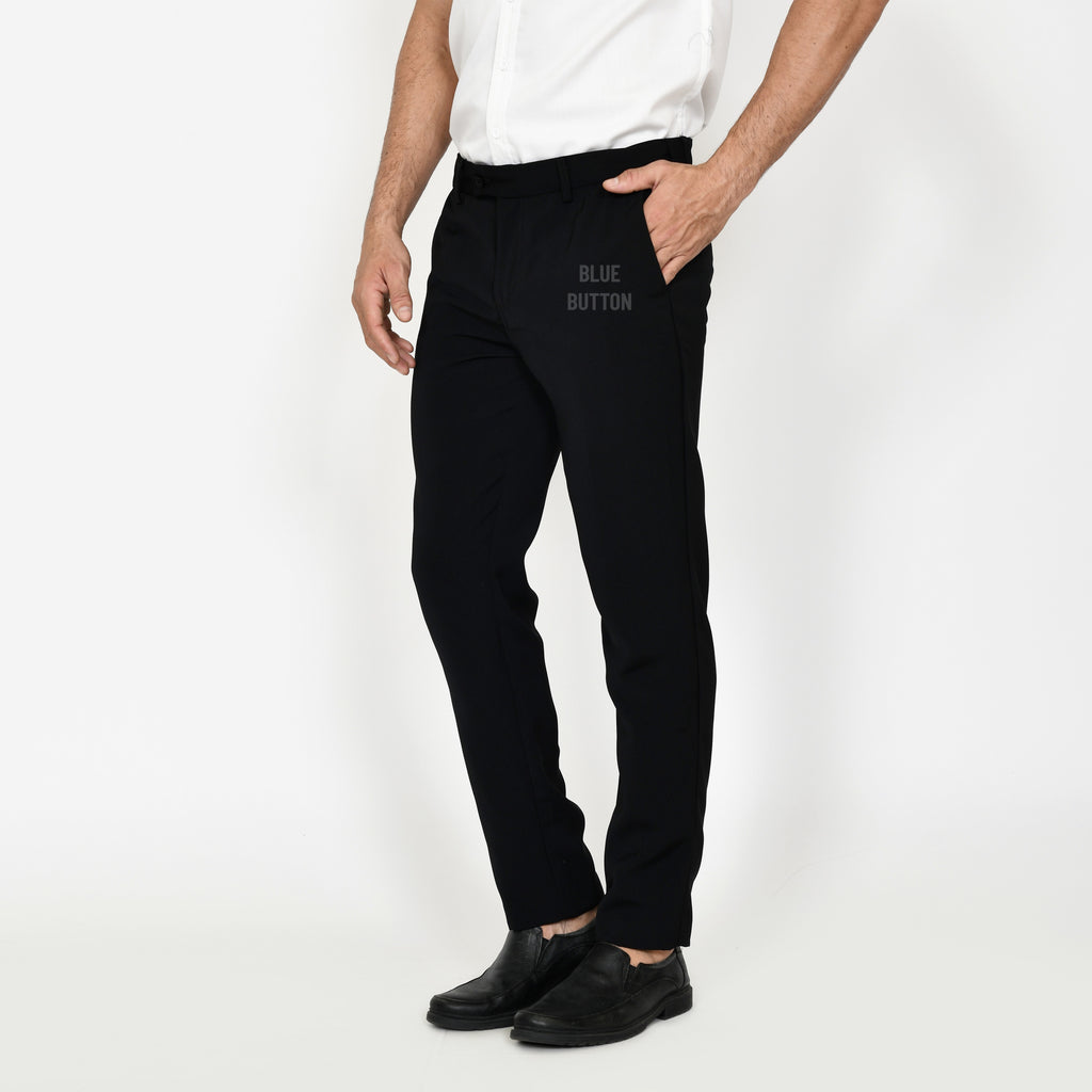 Trouser Long Pants Slim Fit Magic Waist - Black