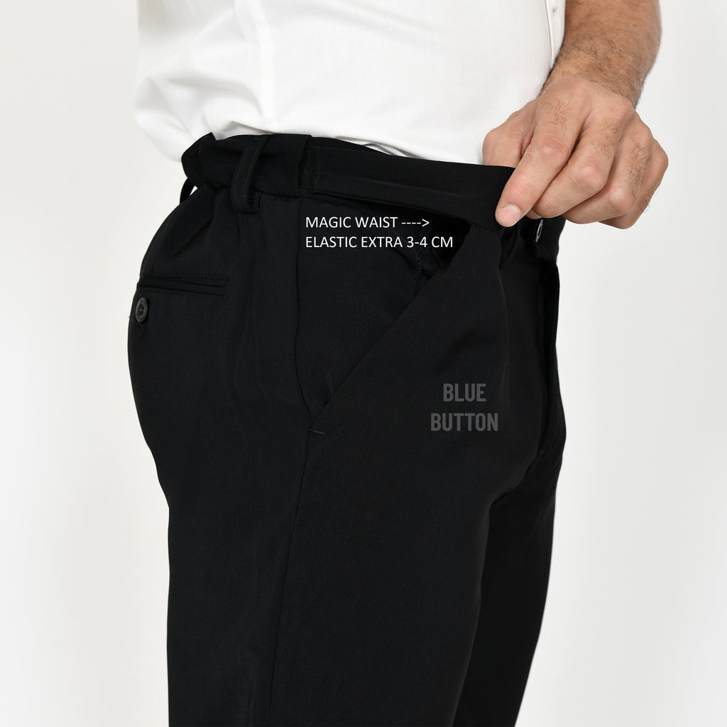 Trouser Long Pants Slim Fit Magic Waist - Black