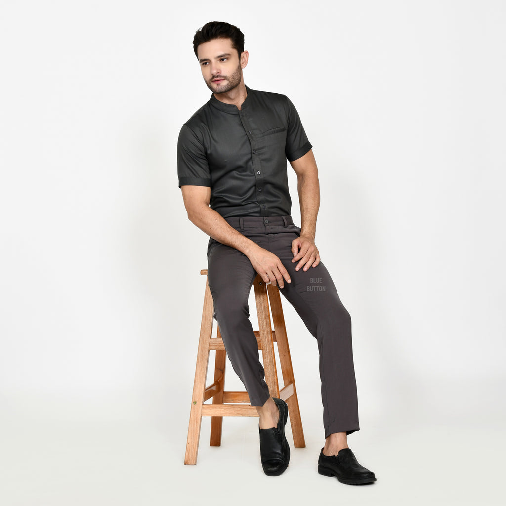 Trouser Long Pants Slim Fit Magic Waist  - Dark Grey