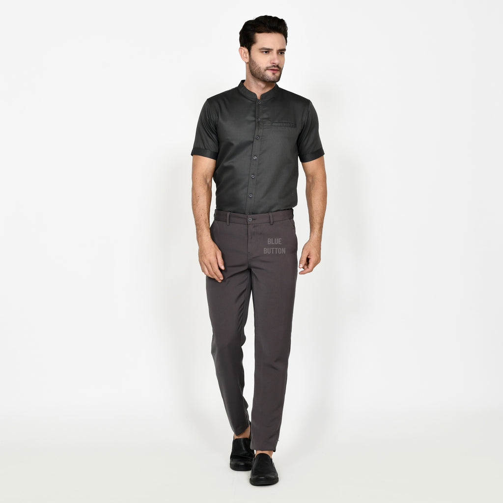 Trouser Long Pants Slim Fit Magic Waist  - Dark Grey
