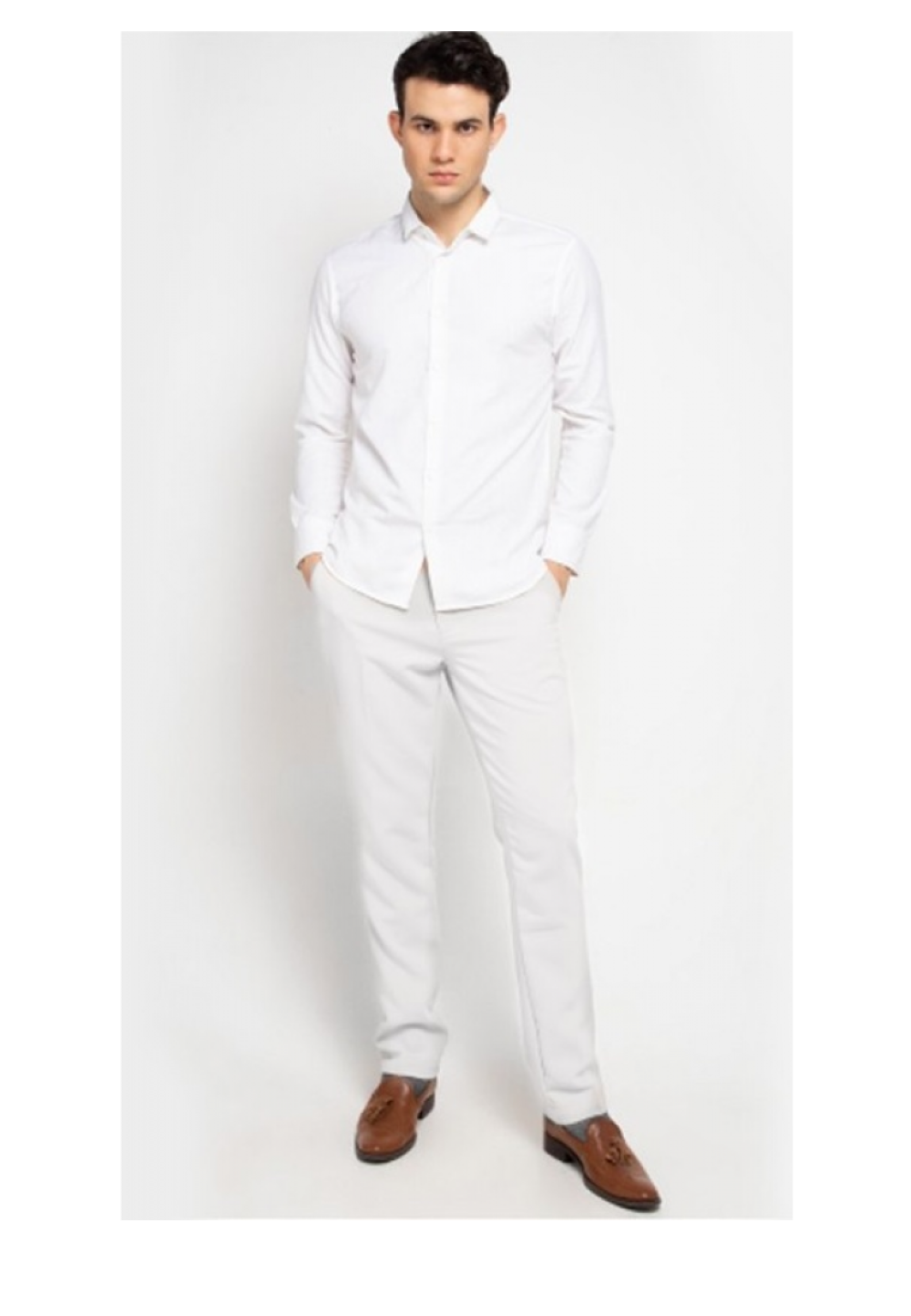 Trouser Long Pants Slim Fit  - True White