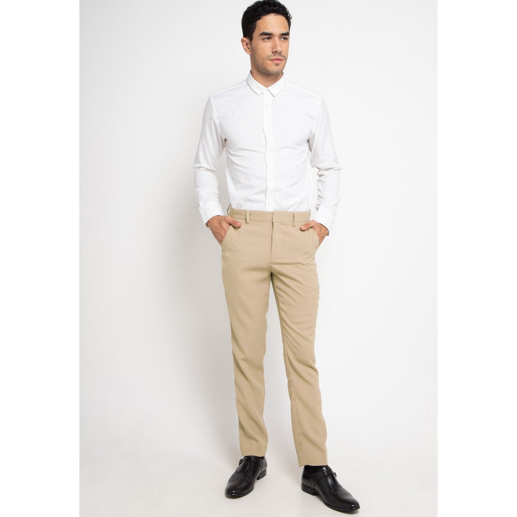 Trouser Long Pants Slim Fit  - Beige