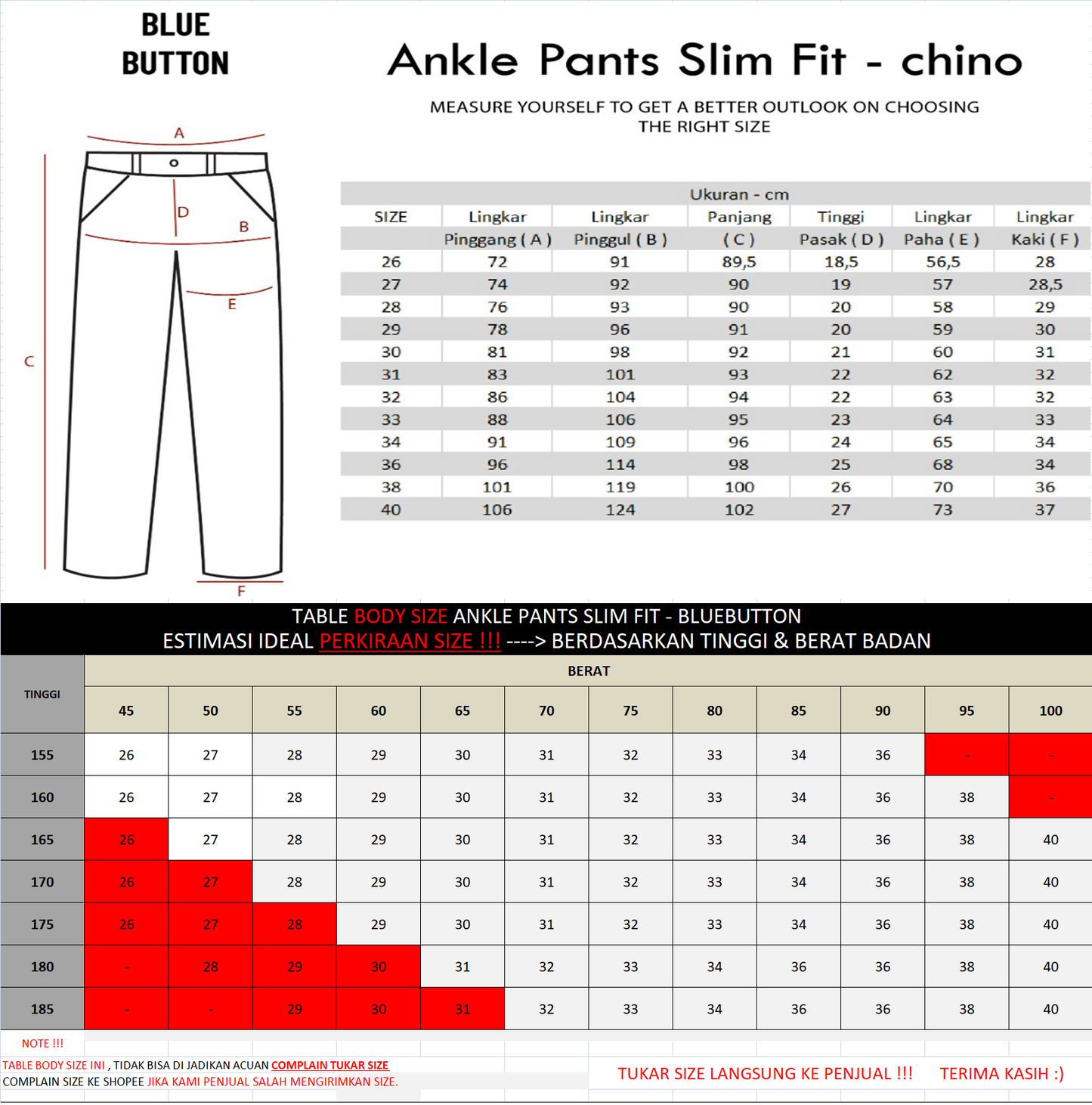 Chino Ankle Pants Slim Fit - Khaki